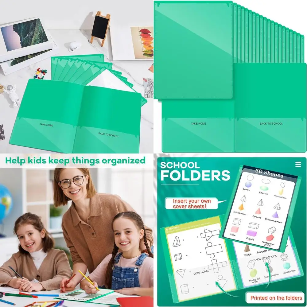 

Heavy Duty 2 Pocket Homework Folders, 100 Pack, 11.8x9.45 Inches, Green, Ideal for Students, Parents, and Teachers Communication