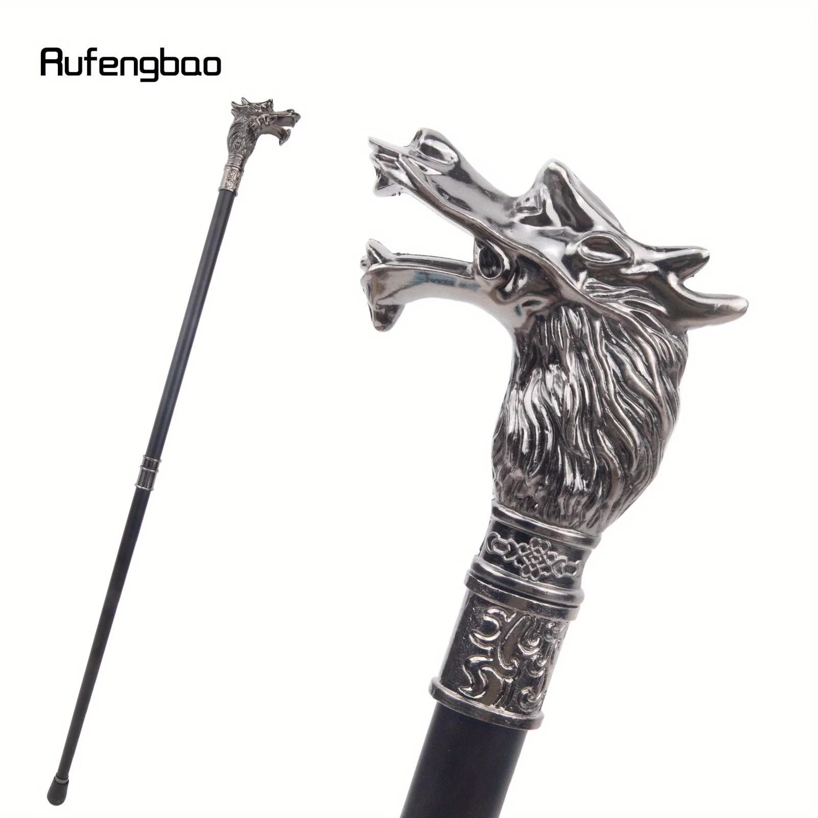 

Silver Luxury Dragon Head Walking Cane Fashion Decorative Walking Stick Elegant Cosplay Cane Performance Stage Cane 93cm