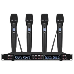 Professional wireless microphone high-frequency, handheld karaoke lavalier microphone, 4-channel stage performance