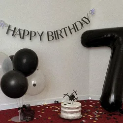 INS Black Happy Birthday Banner Birthday with Shining Bow Garland for Baby Boy Girl 1st 2 3 4 Year Old Birthday Party Decor