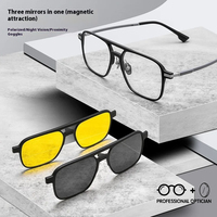 Polarized Magnetic Clip-On Over-Glasses for Men,Dual Bridge Design Prescription-Ready Eyewear Fishing Driving Bifocal Sunglasses