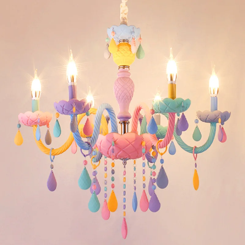 Children\'s Room LED Ceiling Chandeliers Macaron Color Pendant Drop Light Kids Room Boys Girls Bedroom Decor Ceiling Lamps Lustre