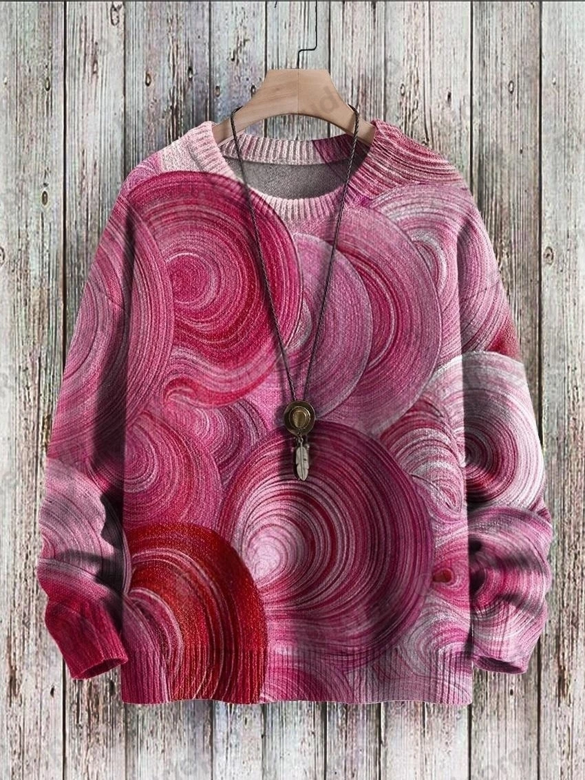 Winter Unisex Casual Knit Pullover Sweater Trendy Butterfly & Street Art Graffiti 3D Printed Crewneck Knitted Sweaters