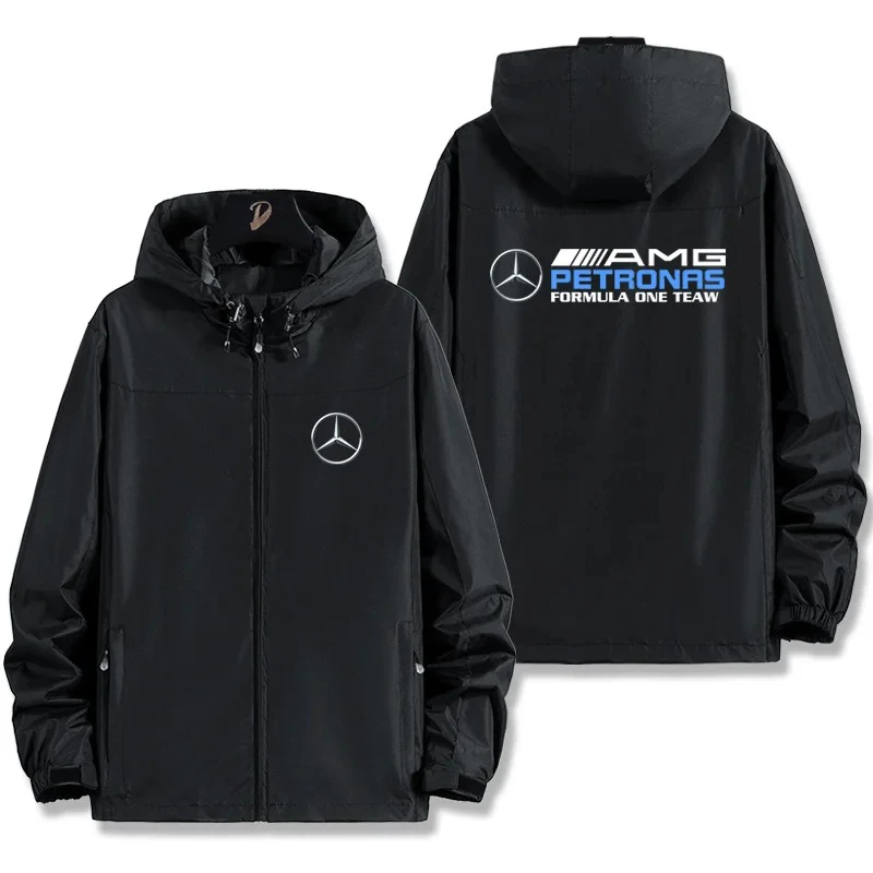 سترة رجالية للربيع والخريف بلون سادة مقاومة للرياح ومقاومة للماء للمشي لمسافات طويلة بطبقة واحدة سترة واقية من الرياح