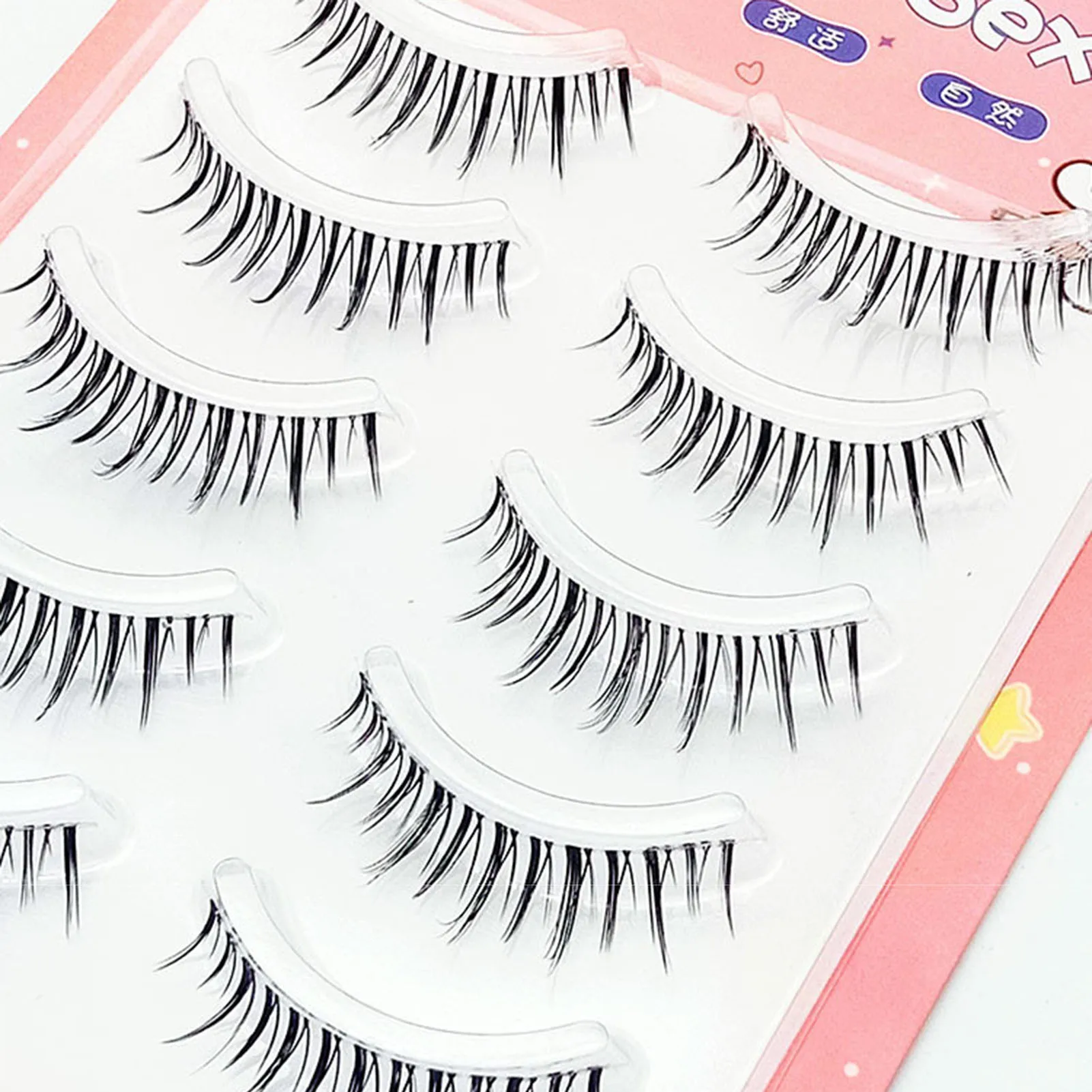 5 Pairs False Eyelashes A Type Eyelashes Upgraded Lash V-shaped 0.14mm Transparent Stem Soft Natural Eye Lashes Mink