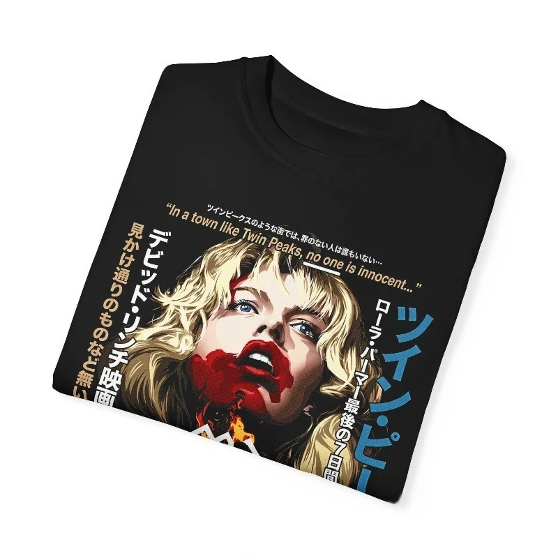 Twin Peaks Fire Walk With Me, T-Shirt im japanischen Filmplakat-Stil, David Lynch T-Shirt, Laura Palmer Retro 90er-Film-T-Shirt. – Detail 5