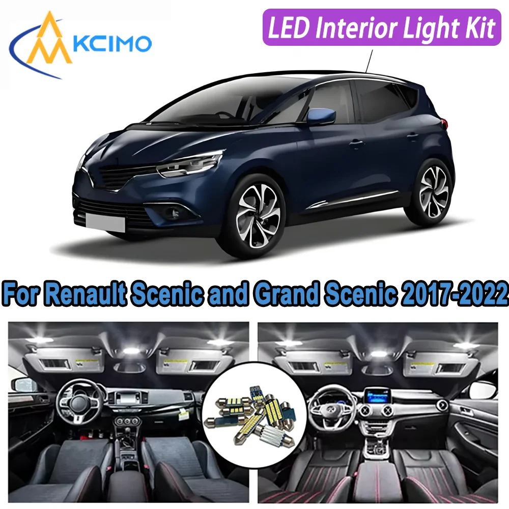 

Kcimo LED For Renault Scenic and Grand Scenic 4 MK4 (2017-2022) Premium Bright LED Interior Dome Map Trunk Light Kit Car Led