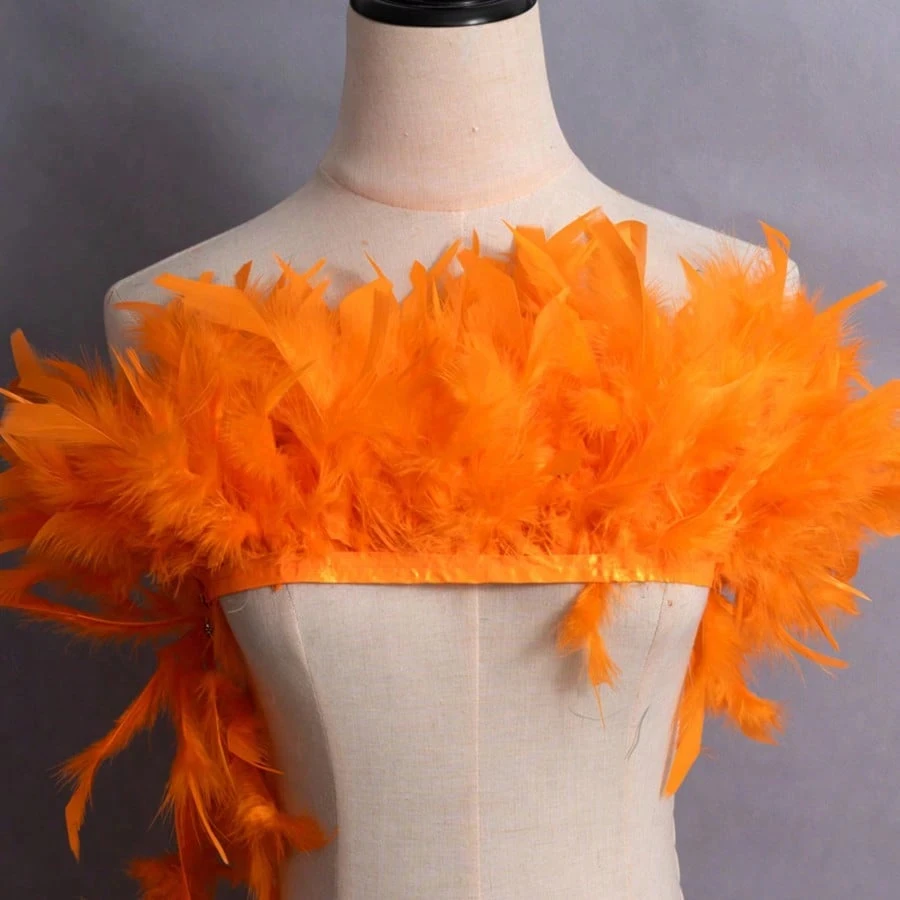 

1/5/10M Fluffy Orange Feathers Turkey Feather Trim Fringe for Dress Sewing Party Wedding Decoration DIY Craft Projects