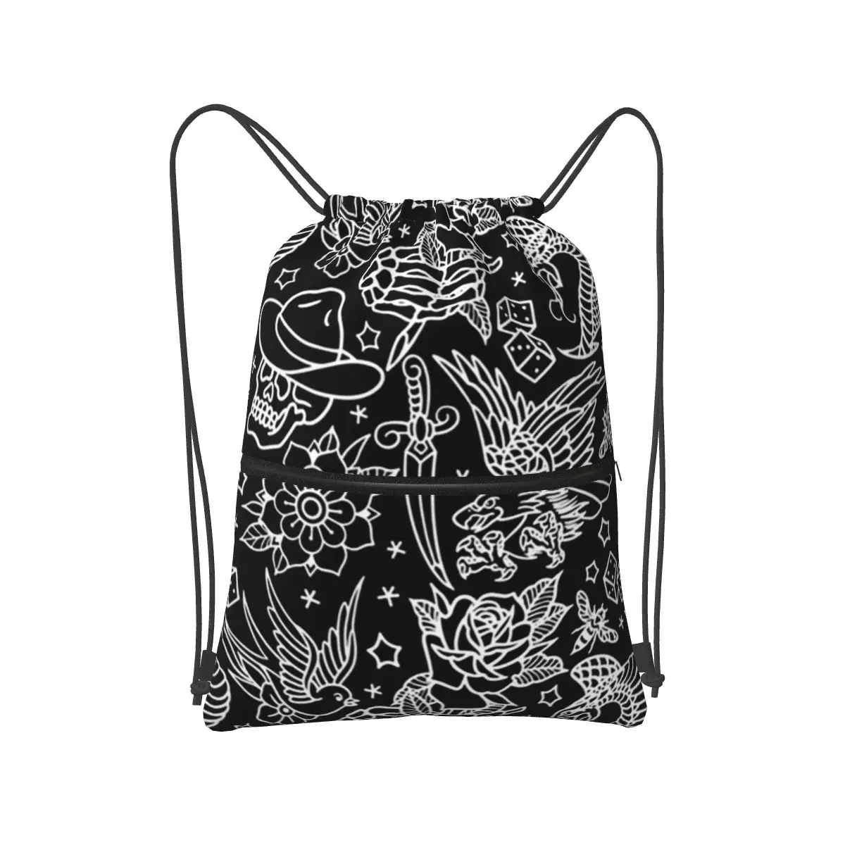 American Traditional Tattoo Flash Print Backpacks Fashion Drawstring Bags Storage Bag Book Bags for Man Woman Students