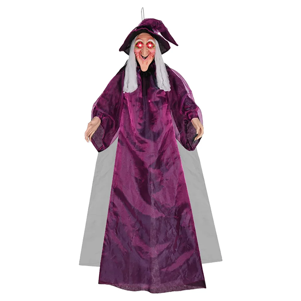 

Spooky Halloween Witch Hanging Ghost Sound Activated Light-Up Indoor Hanging Decoration Haunted House Party Witch Decor