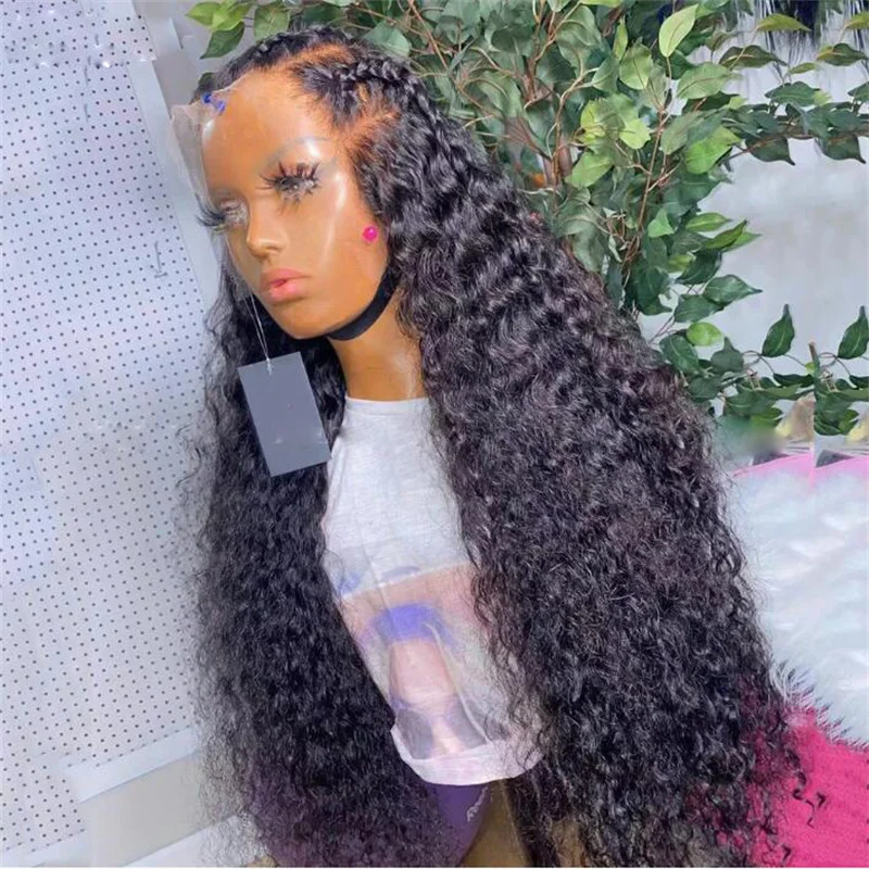 

Soft Glueless 180Density 26“ Long Black Kinky Curly Lace Front Wig For Women BabyHair Preplucked Heat Resistant Daily