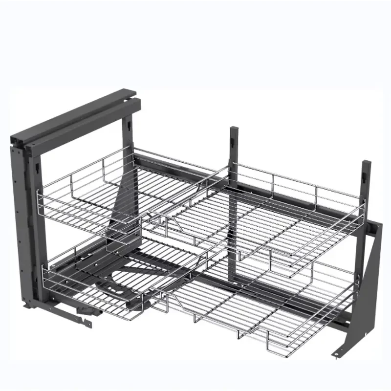 Chrome Kitchen Corner Drawer Basket Pull Out Storage Rack for Cabinet Organizer Space Saving Solution Modern Design Hardware