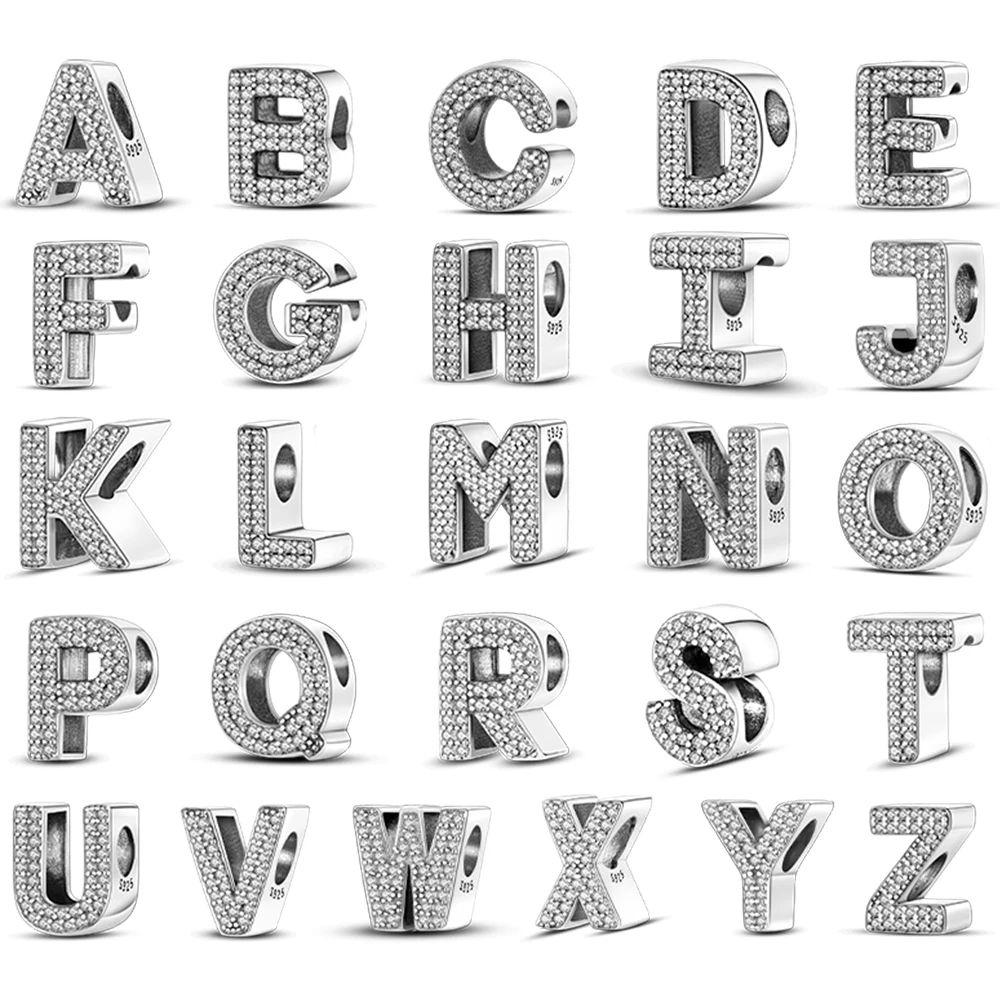 NEUE 925 Sterling Silber Charms Alphabet A-Z Perlen Anhänger Baumeln Fit Original Armreif Charm Armband Frauen DIY Schmuck Geschenk