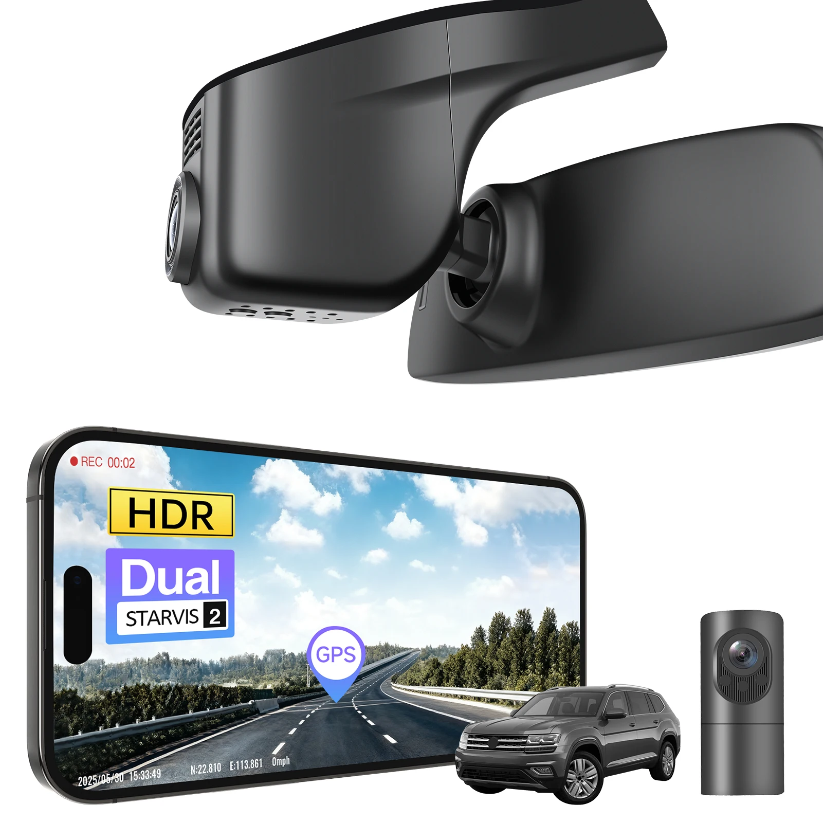 STARVIS 2 Sensor 4K Dash Cam For VW Atlas & Atlas Cross Sport & Teramont Dash Car Camera 2018-2026 GPS WiFi & APP 5GHz Recorder