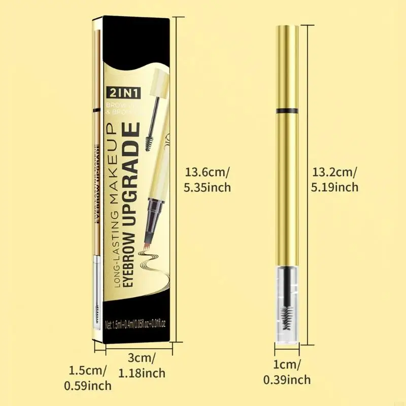 R3MF 4 tip vloeibare wenkbrauwpotlood met spoolie waterdichte natuurlijk microblading -effect