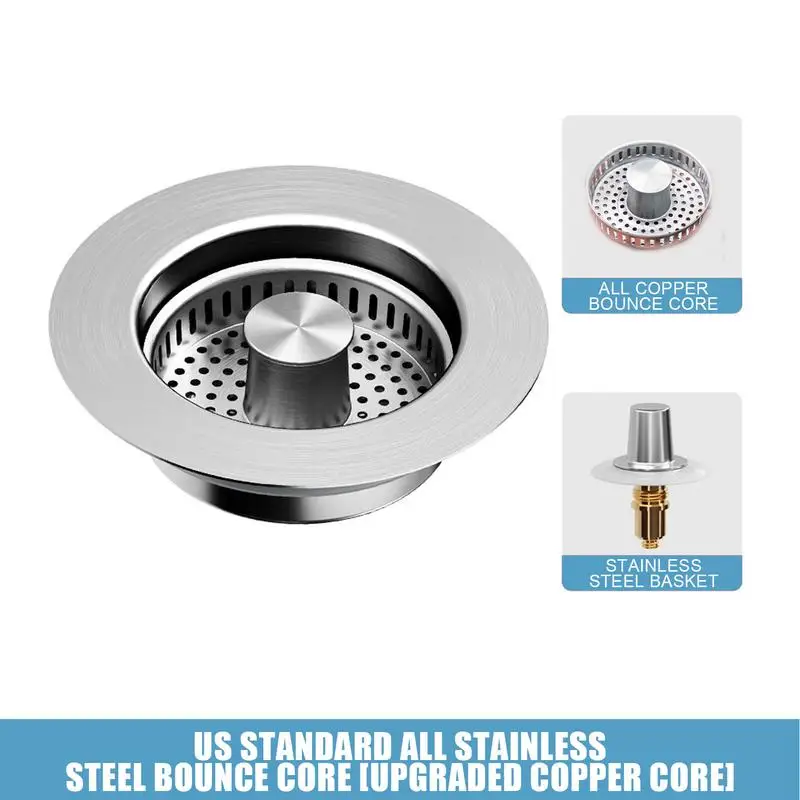 Colador de drenaje de fregadero emergente, colador de drenaje de acero inoxidable emergente, escurridor de fregadero portátil multiusos, tapón de fregadero para el hogar