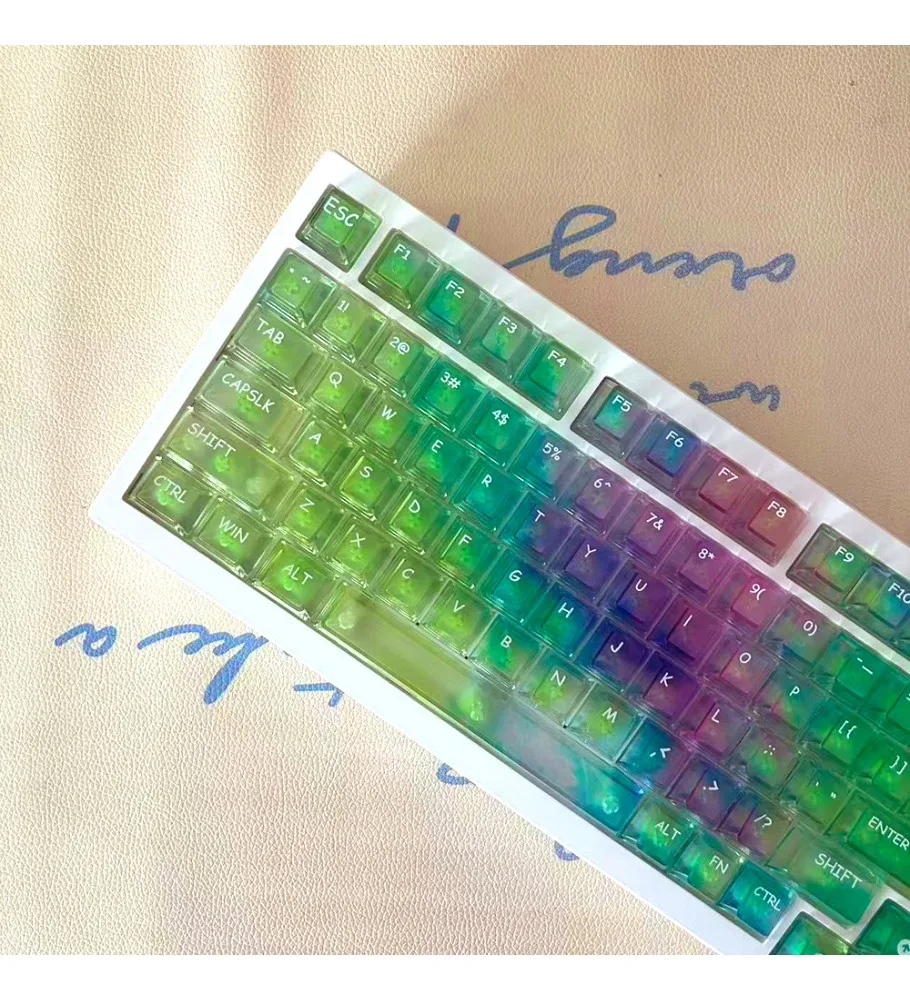 Personalized PBT full color fog light transmission keycap gradual change DIY customized adaptation 68 keys 87 keys 108 keys