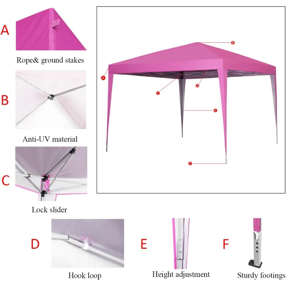 Imagem -03 - Pop-up Canopy Tent Gazebo para Praia Tailgating Party Outdoor Canopy Tenda para Sombrinha Adequado para Jardins e Pátio 10x10 Pés