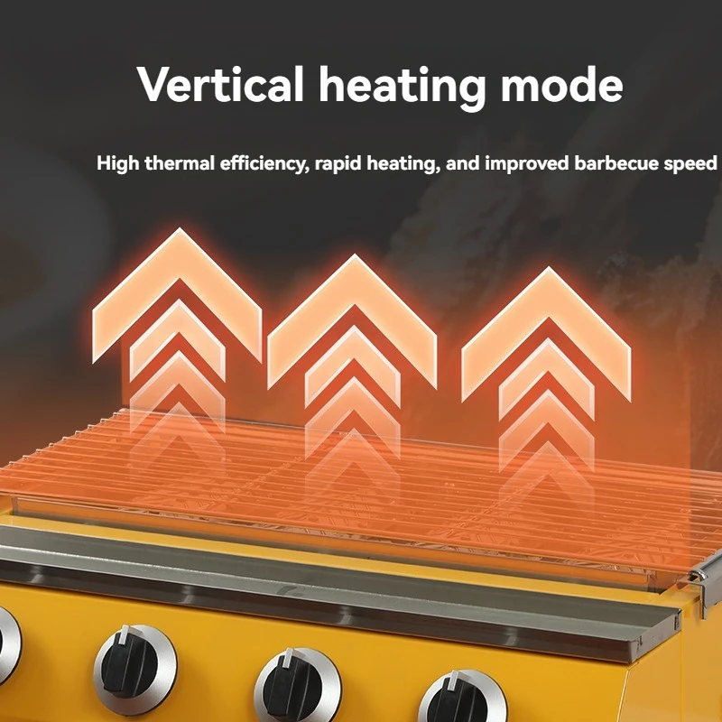 High‑Efficiency Fast Heating Smokeless Gas Grill Commercial Night Market Equipment for Oyster Gluten Lamb Skewers Street Food