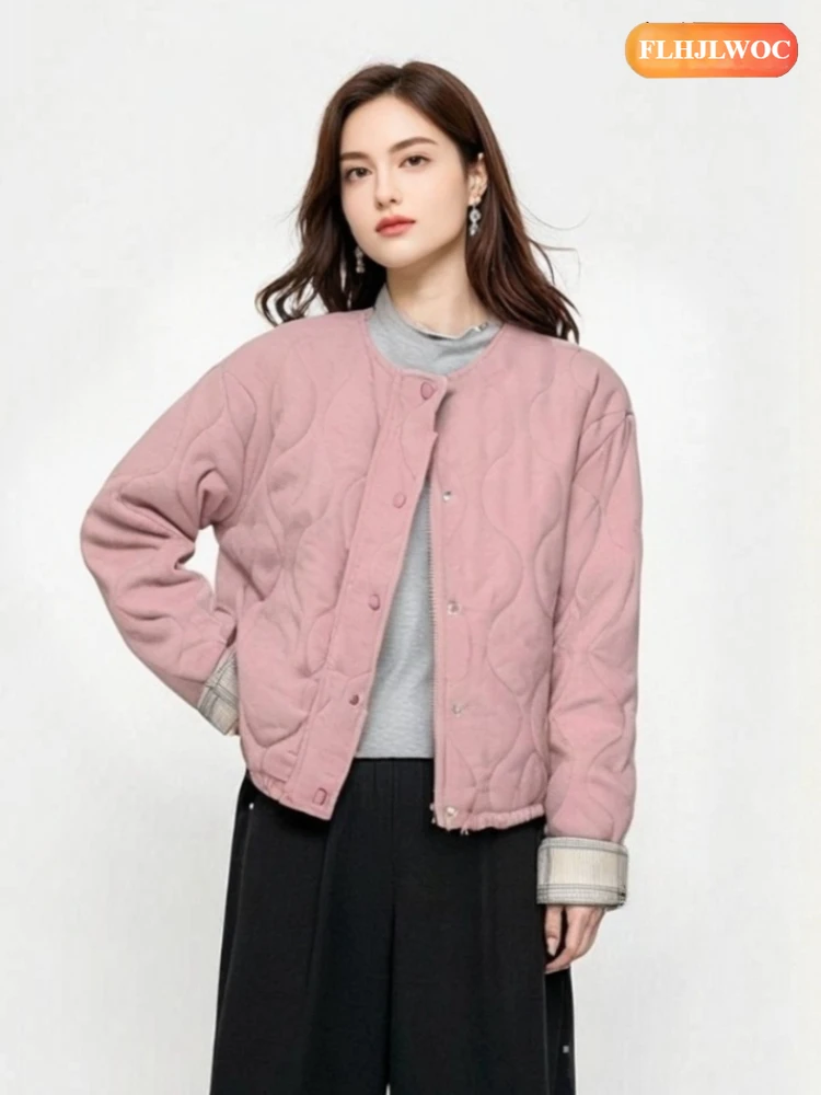 เสื้อแจ็คเก็ตผ้าฝ้ายหนาแบบสั้น สไตล์เกาหลีสุดชิค สำหรับผู้หญิง รุ่นใหม่มาแรง ฤดูใบไม้ผลิ 2026 สไตล์เรโทร วินเทจ