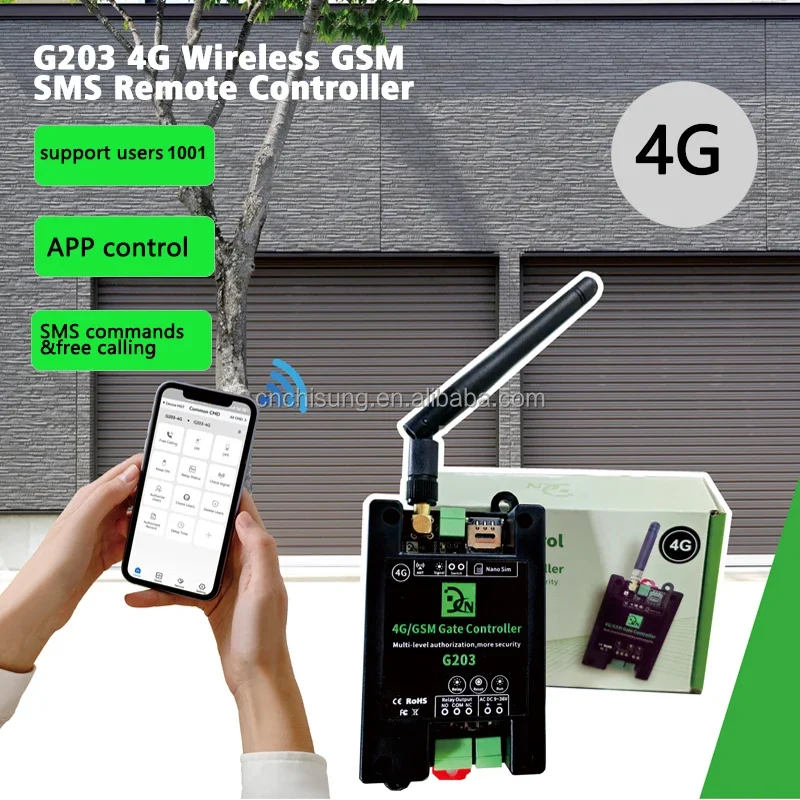 G203 4G GSM Relay Opener Remote On/Off Switch Remote Control Door Access Wireless Door Opener By Free Call SMS Command