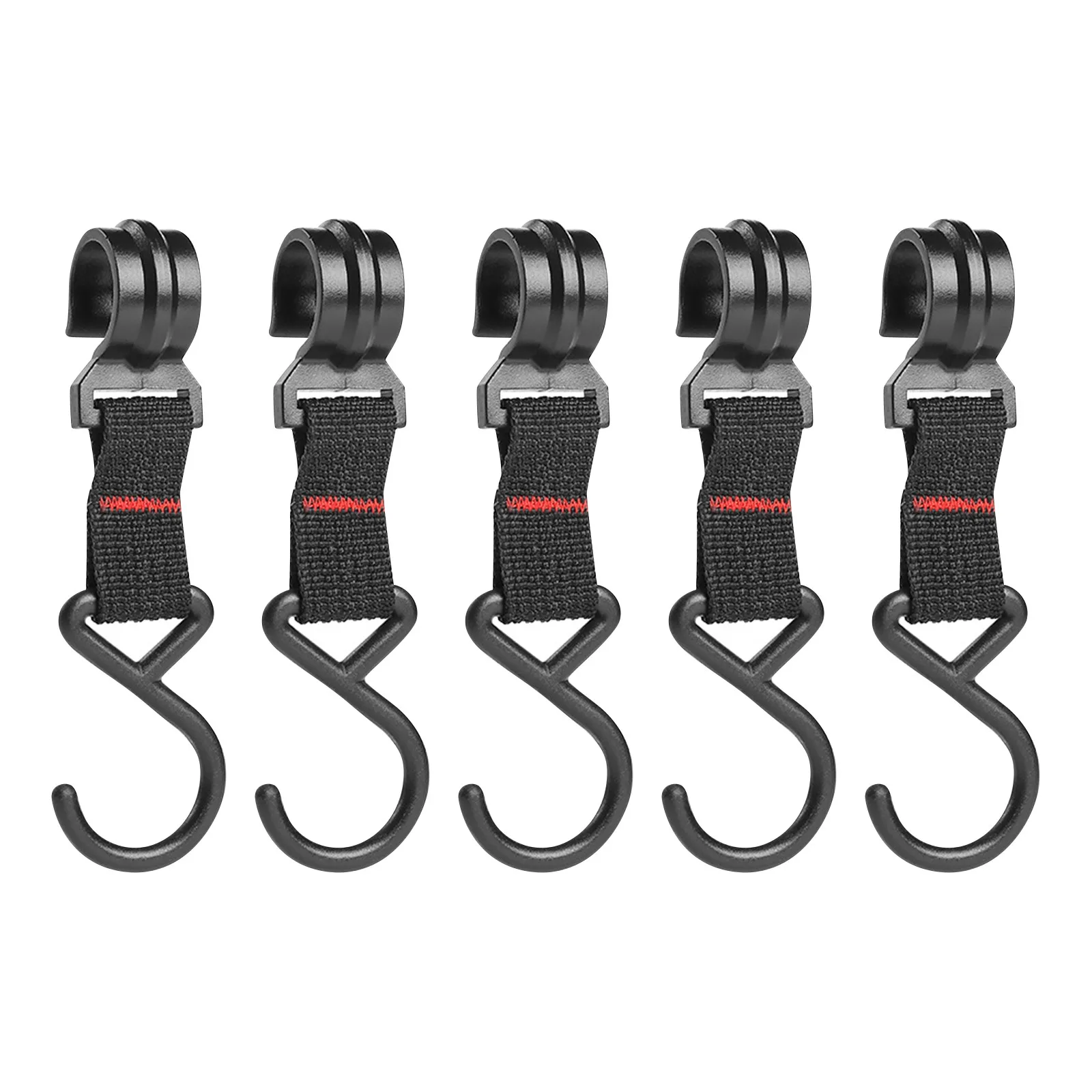 5Pcs Black Rack Tool Detachable Moveable Finishing Hook Pot Pan Hanger Outdoor Camping S-Shaped Hanging Hooks Storage Buckle