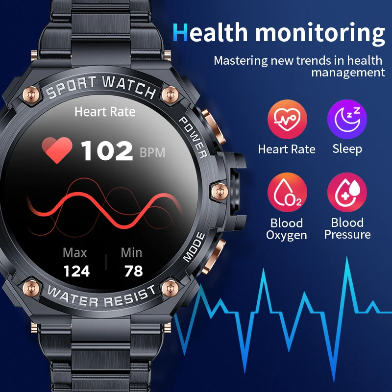 LIGE 800mA 2023 Smart Watch Men Bluetooth Call Outdoor Sports Bracelet IP68 Waterproof Smart Clock Men Smartwatch For Xiaomi