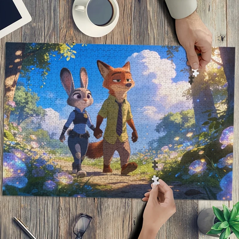1000 elementów Puzzle Disney Zootopia Judy & Nick Wilde - Trudne, kultowe łamigłówki dla dorosłych, kolekcjonerski film dla fanów, / Odpowiednie
