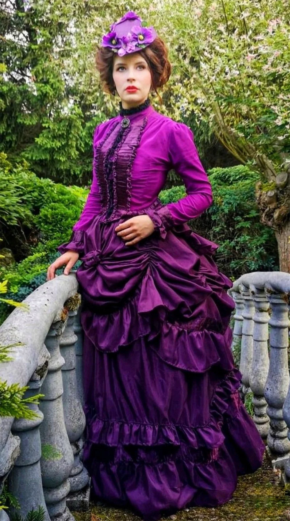 Purple Edwardian Costume 19th Century Prom Dress Gothic Steampunk Victorian Shirt Skrit Duchess Cosplay Wedding Dress Ball Gown