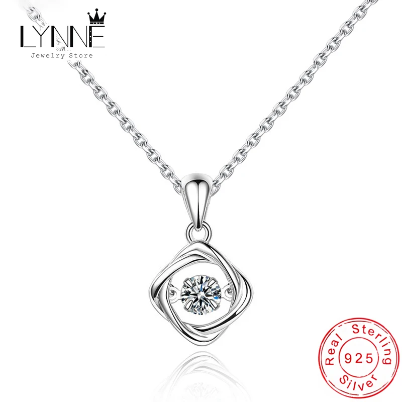 Nowy kobiety 925 Sterling Silver biżuteria okrągły Whirl wisiorki naszyjniki moda obrotowy będzie taniec Rhinestone sweter łańcucha szyi