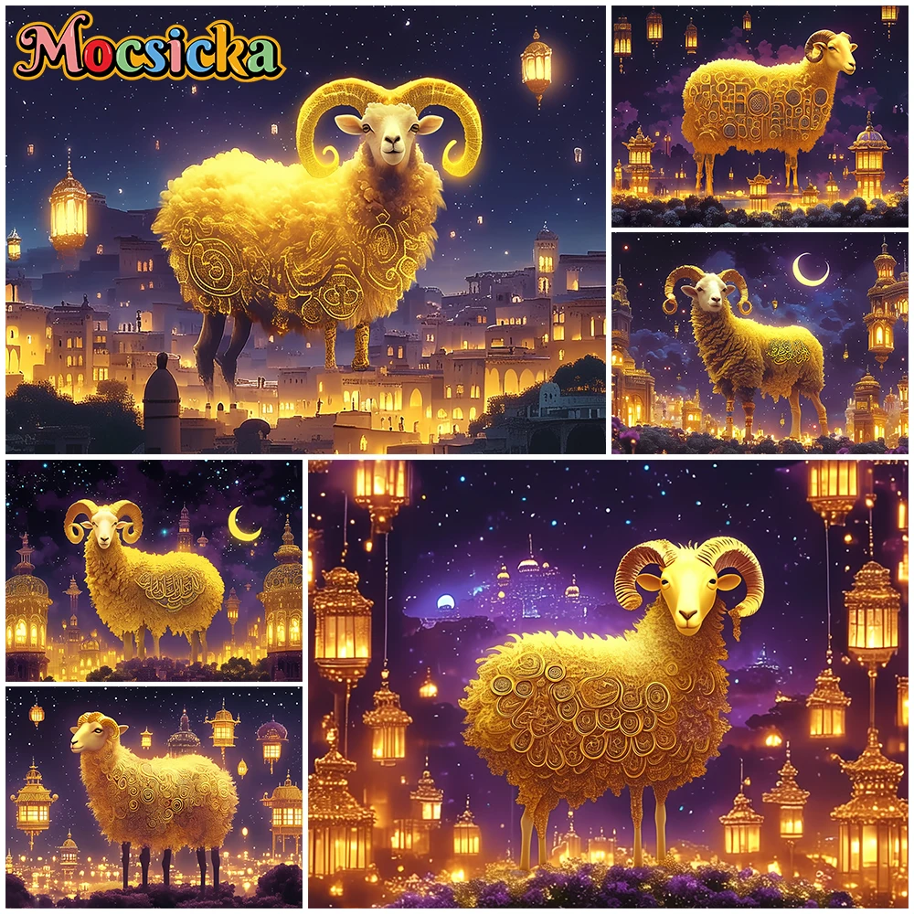 

Mocsicka Gold Sheep Backgrounds Photography Purple Sky Castle Decors Baby Shower Boy Girl Birthday Backdrops Photo Studio Banner