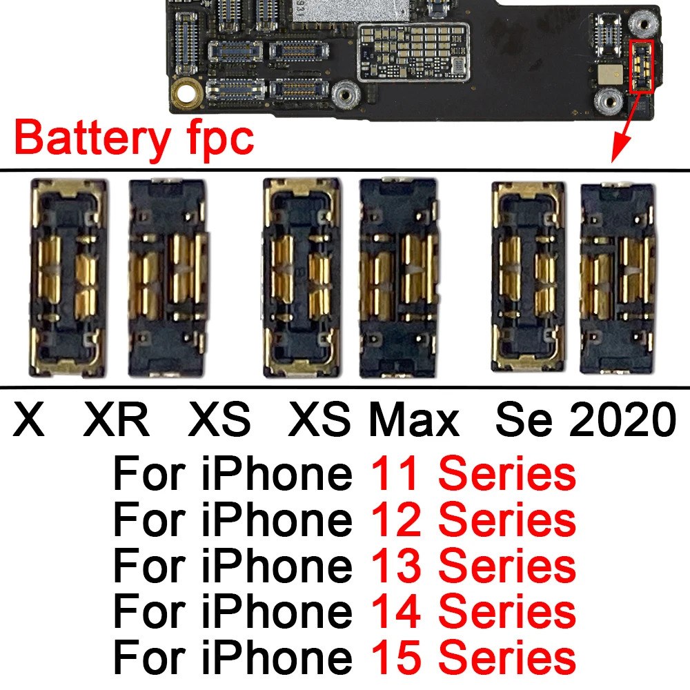 

Внутренний держатель аккумулятора FPC, зажим для контактного разъема для iPhone 12 13 Mini 14 15 Plus 11 Pro XS Max X XR Se On Board Clip Flex