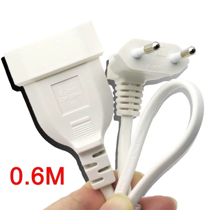 

0.6M EU Power Adapter Cord,90 Degree Angled European Round 2Pin Male to Female Plug Power Cable For UPS PDU White