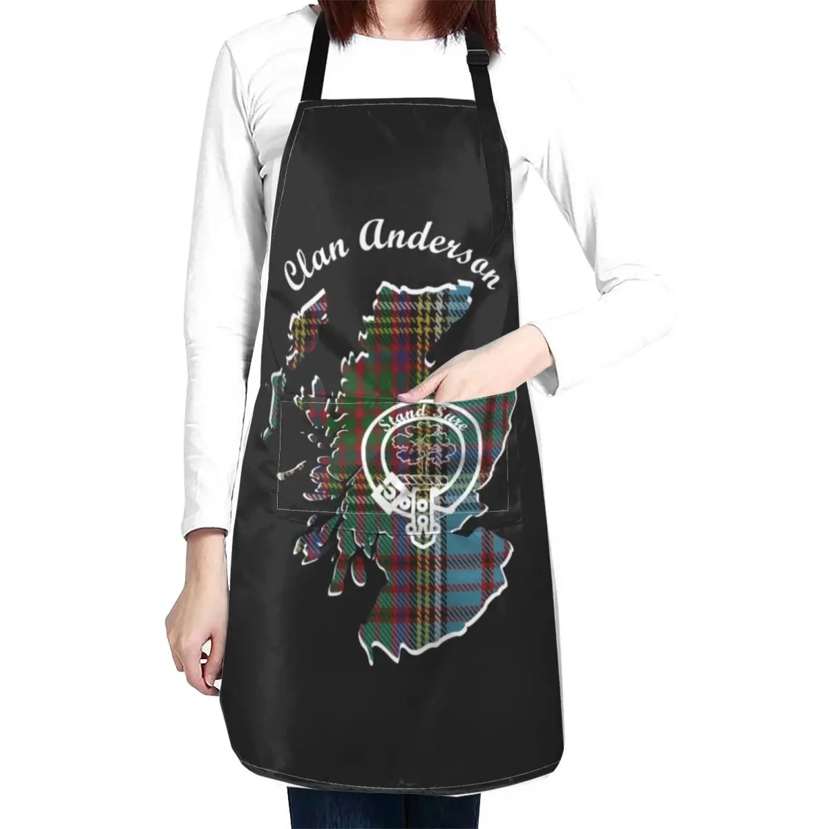 Clan Anderson Scotland Map Crest Apron Teacher For Man Haircut Kitchen New 2022 Year Apron