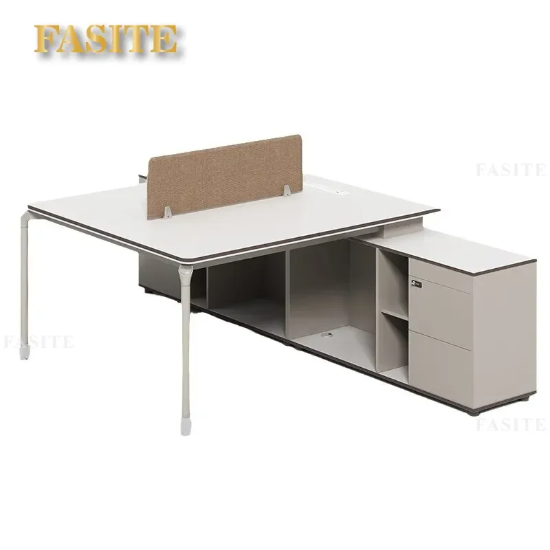 For 4 Person Modern Simple Financial Office Desk Combination Workstation Staff Computer Table Card Seat Space Saving Design