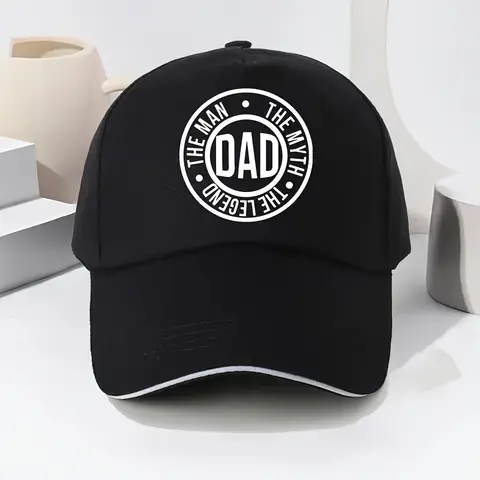 1 unisex stretch adjustable baseball cap, lightweight fabric printed with "The Man, The Myth, The Legend - DAD", outdoor sports