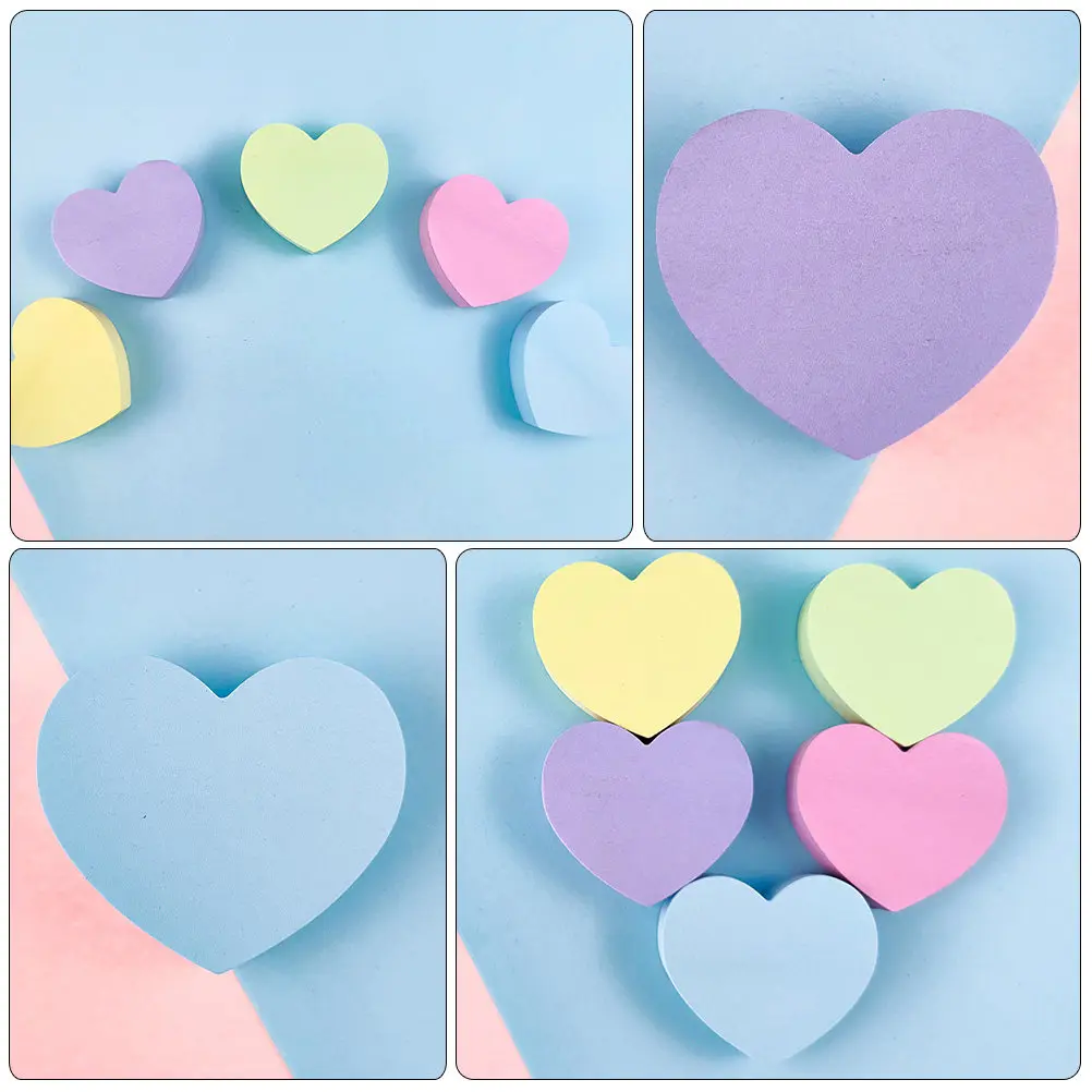 

10 Lovely Tearable Memo Stickers Heart Shaped Self Adhesive Note Pads for Students Teachers Office Staff Portable Household Memo