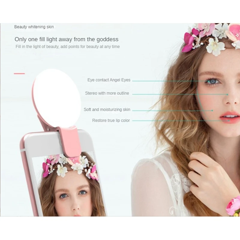 โทรศัพท์มือถือเติมแฟลชเลนส์โคมไฟคลิปสามหยุด Dimming MINI ทนทาน 10 LED Selfie แหวนความงาม