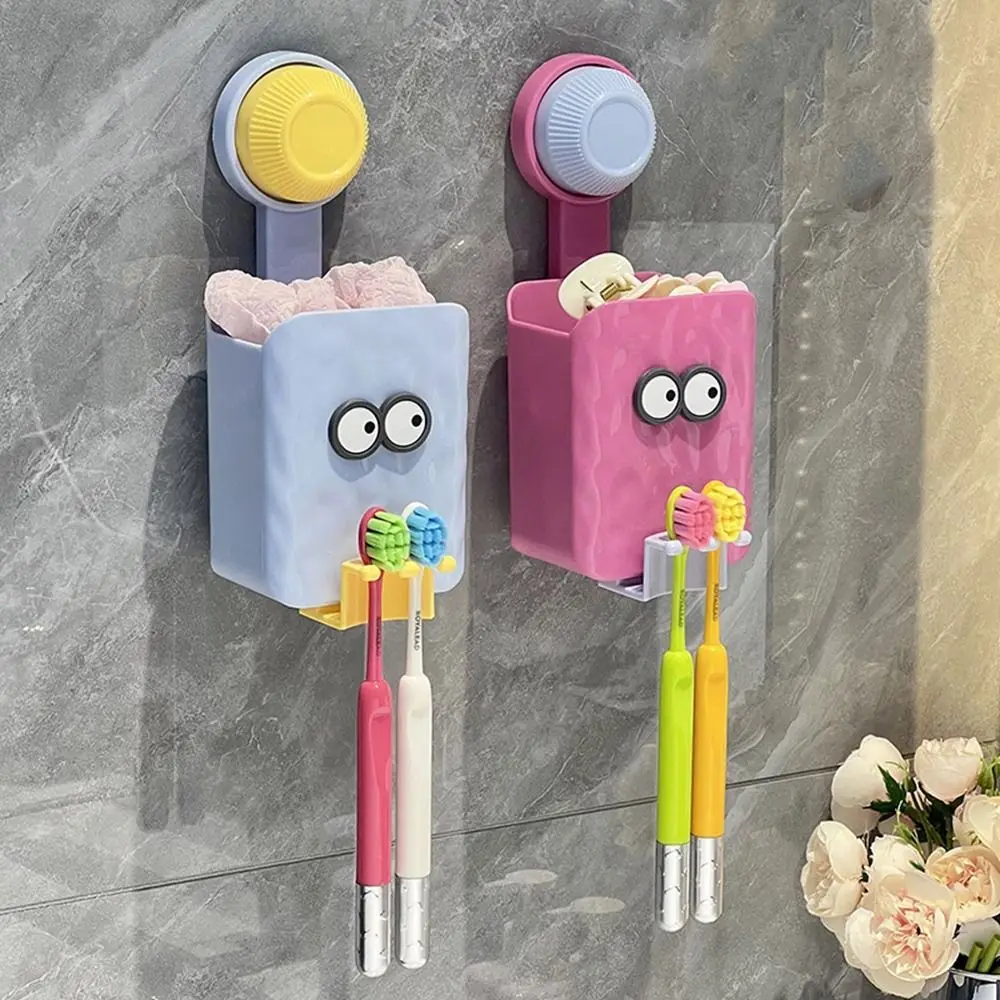 

4Pcs Dopamine Suction Cup Toothbrush Holder Wall Mounted Plastic Toothpaste Organizer Cartoon Toothbrush Storage Rack for Home