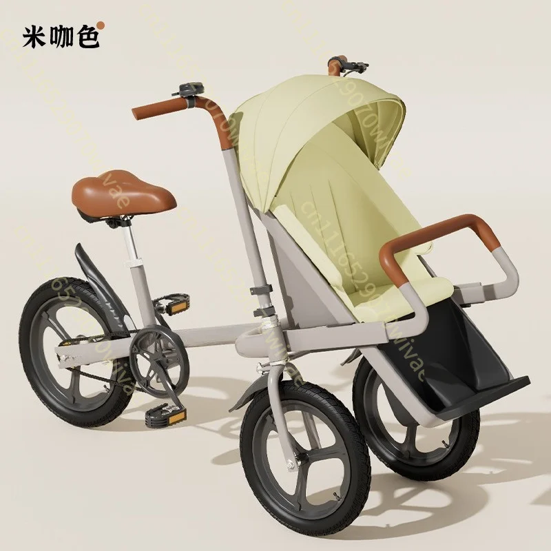 Bicycle nanny car parent-child baby walking baby tricycle with seat brake awning folding ride