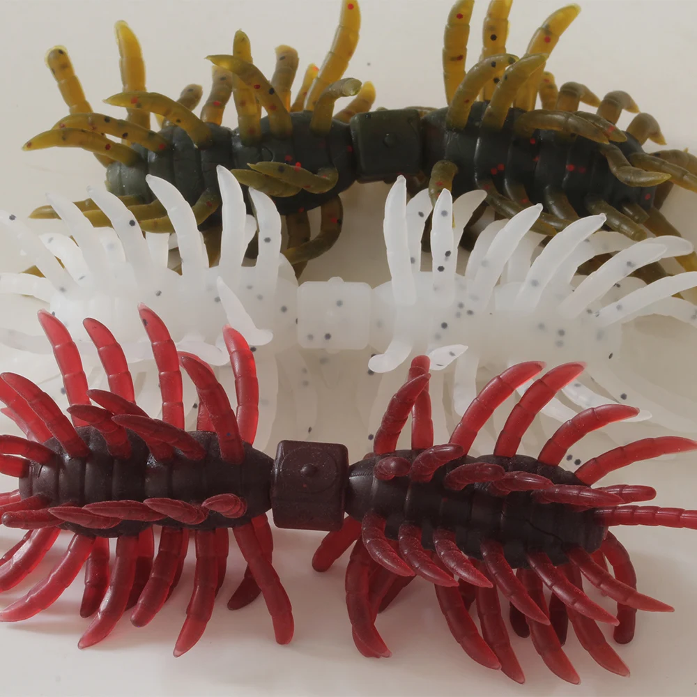 1 Stück, 3 Stück, 11 cm, 10 g, doppelter Kopf mit wackelnden Tentakeln, behaarter Spinnenköder, schwimmender, weicher Köder aus Kunststoff, flexibler Köder für Barsch, Hecht und Forelle. – Detail 15