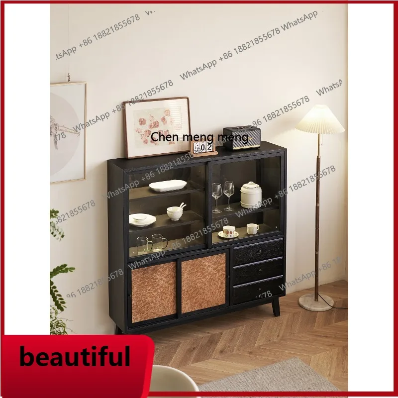 

X Black solid wood dining side, tea room, tea cabinet, display restaurant, coffee shop, storage side cabinet