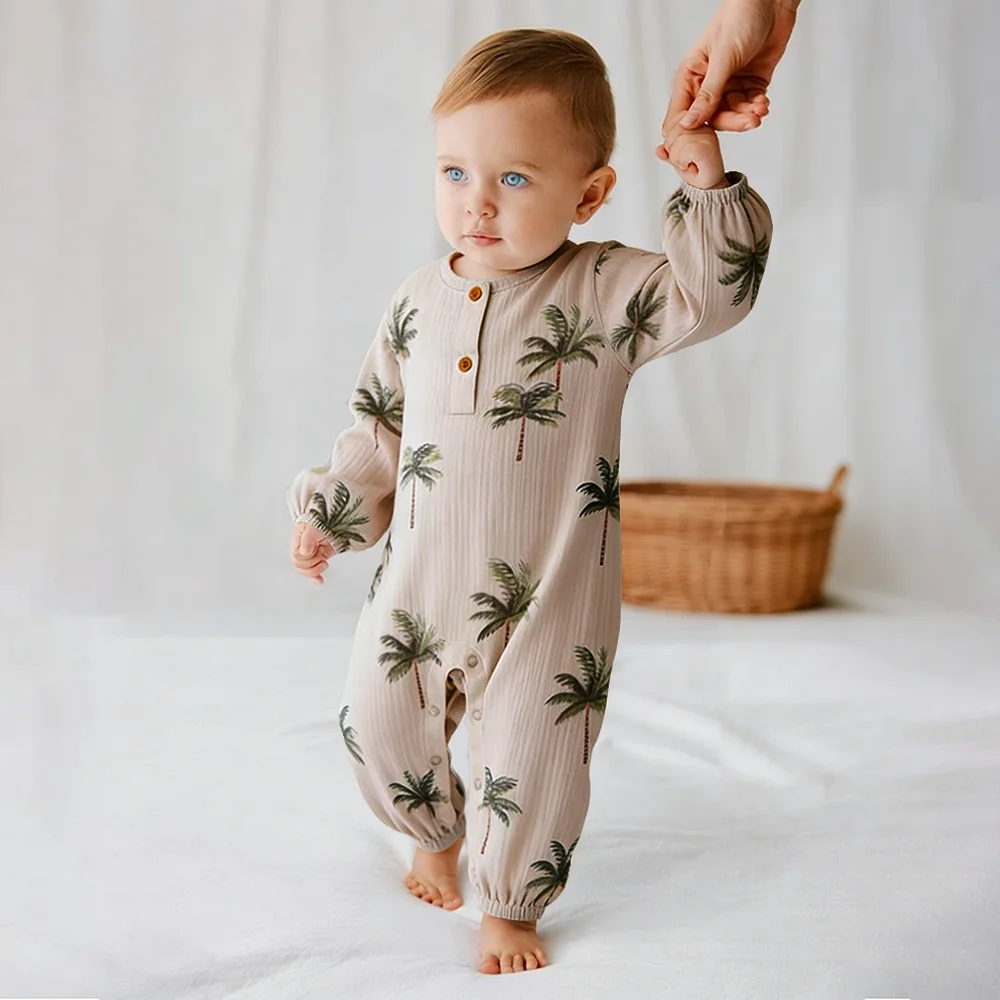 Cute Organic Cotton Newborn Jumpsuits Spring Infant Boy Girl Clothes Baby Long Sleeve Rompers for 1-24Months