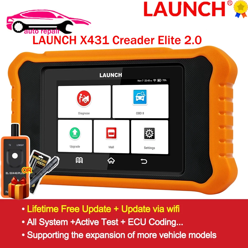 2024 LAUNCH X431 Creader Elite 2.0 FGC Car Diagnostic Tools All System ECU Coding 31+ Service Lifetime Free Update