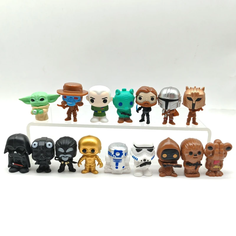 Star Wars 3-5cm 16pcs/set Anime Mandalori Figure Action Force Awakens Black Series Darth Vader Mini Toys Model For Children Gift