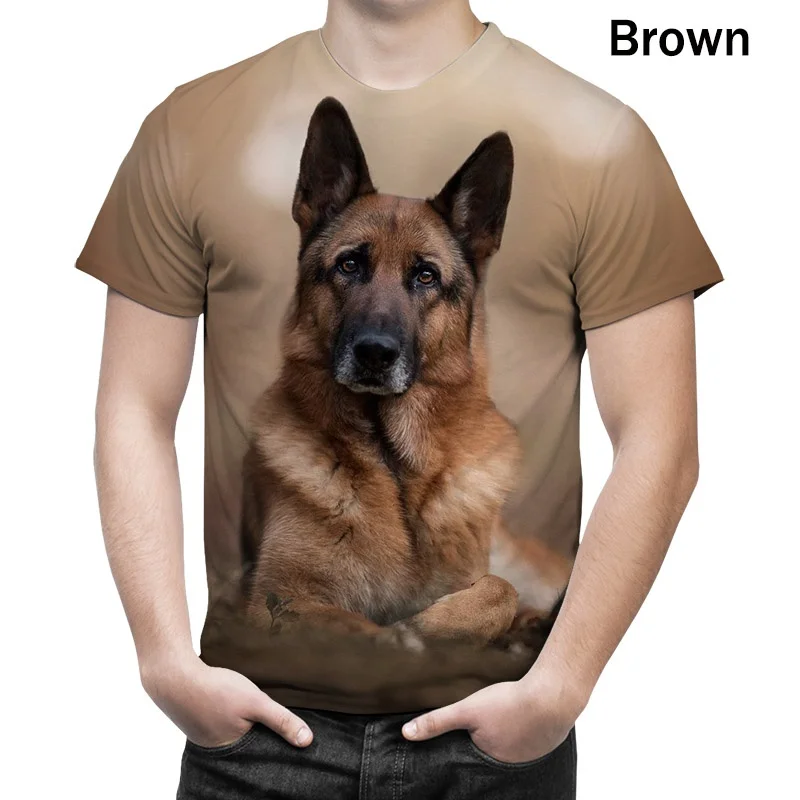 2022 Cool Fashion Summer 3D Printed Tops Men \'s Personality T Shirt German Shepherd Loyal Dog Short Sleeve T-Shirts for Men