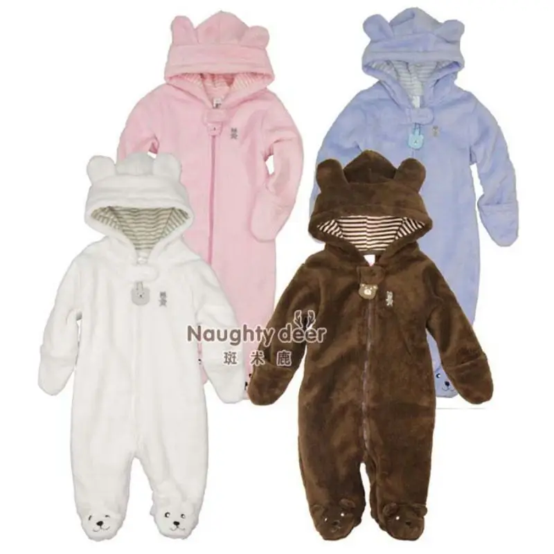 Newborn Photography Outfit 0~18 Month Baby Autumn and Winter Jackets Hooded Cold Resistant and Thickened Coral Velvet Bodysuit