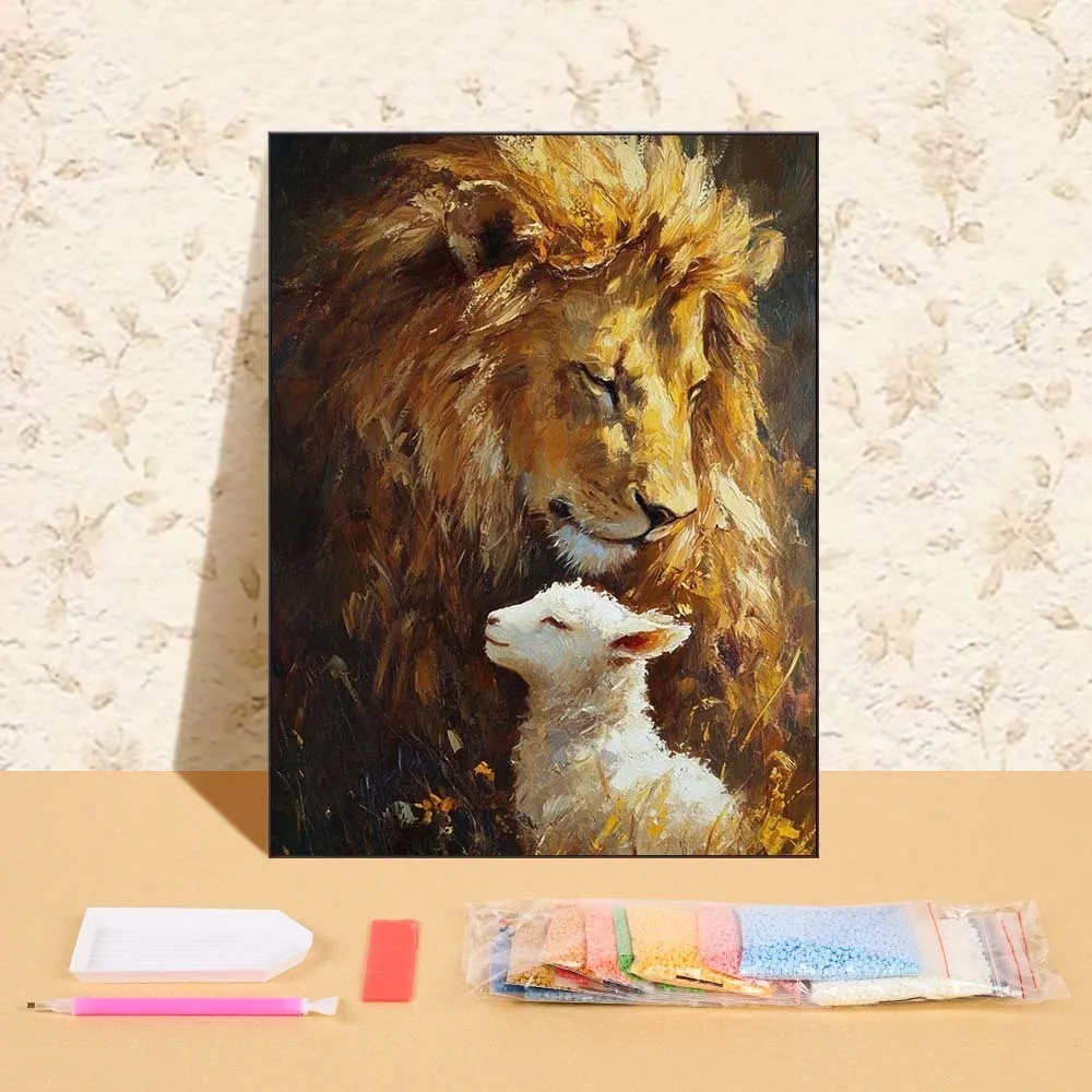 

New Mosaic 5D Diy Diamond Paintings Lion Sheep New 2025 Wall Art Pictures Diamond Art Painting Kits Accessories Full Round Drill