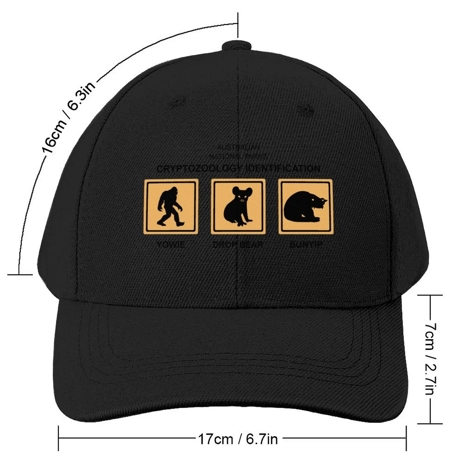 Australian National Parks Cryptozoology Identification Chart Baseball Cap Hood Kids Hat For Girls Men's