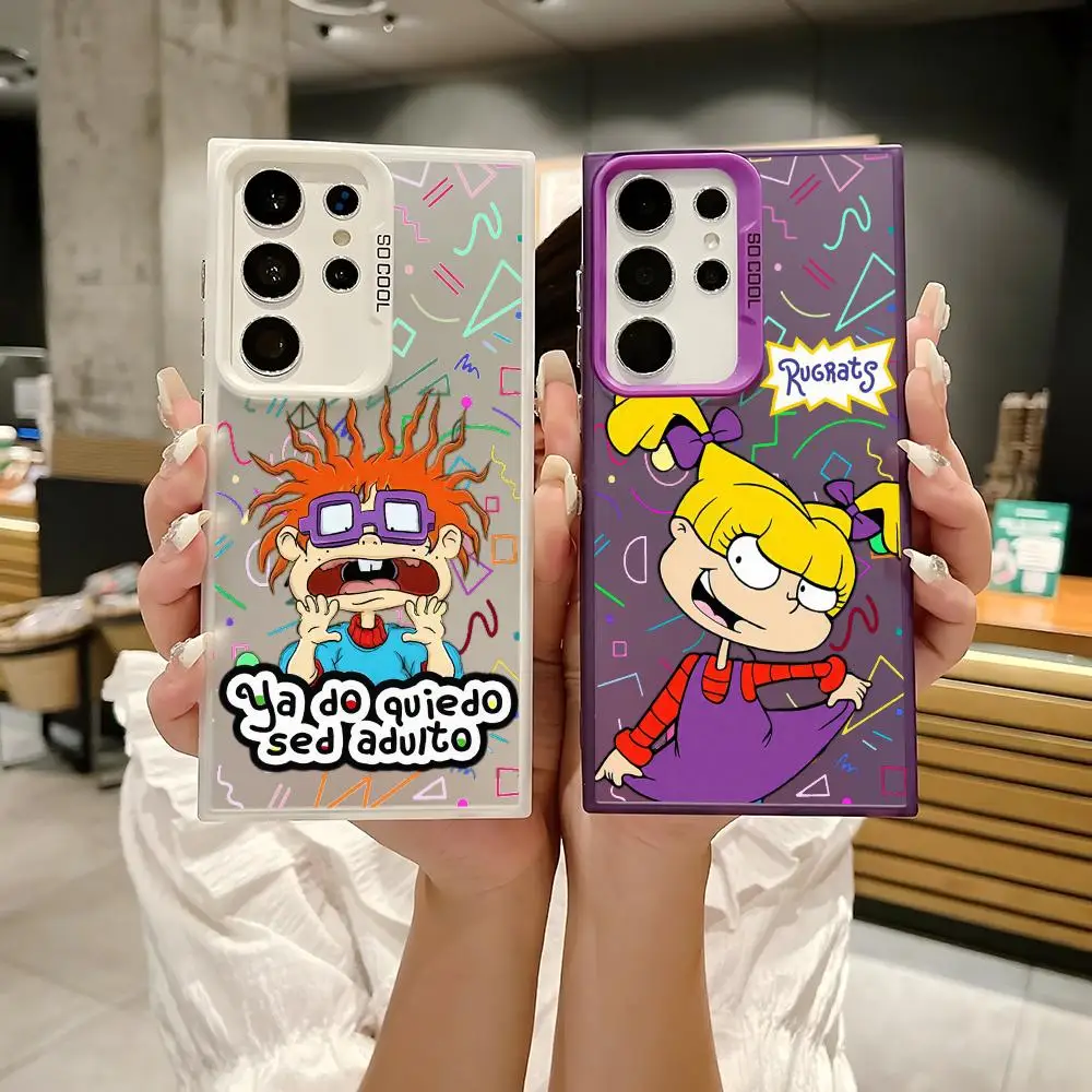 Funda de teléfono de dibujos animados r-rugrats para Samsung Galaxy S25 S24 S22 S23 Ultra S21 S23 Plus 5G, Funda brillante de TPU a prueba de golpes